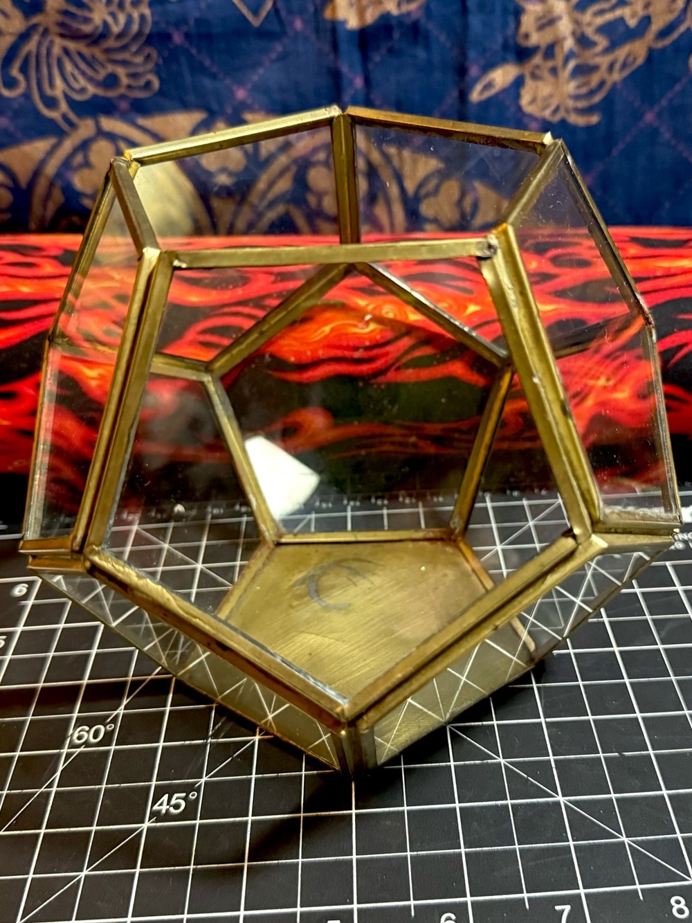 World Market Vintage Faceted Brass and Glass Terrarium